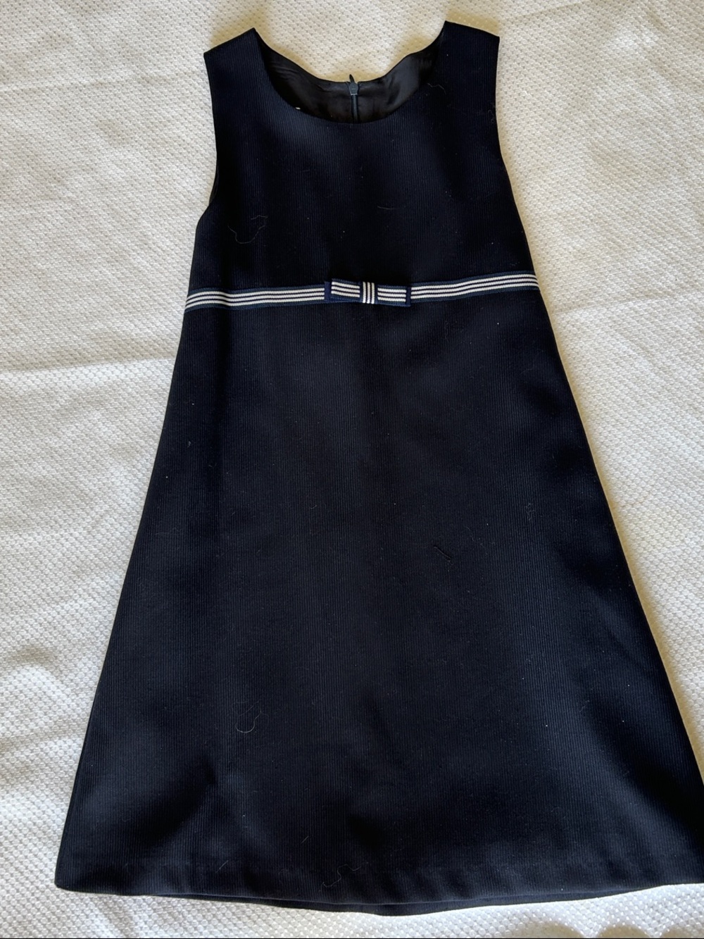 Moka navy Elegant A-Line Dress with Ribbon. By Zalia Ribau. Made in Canada NWOT